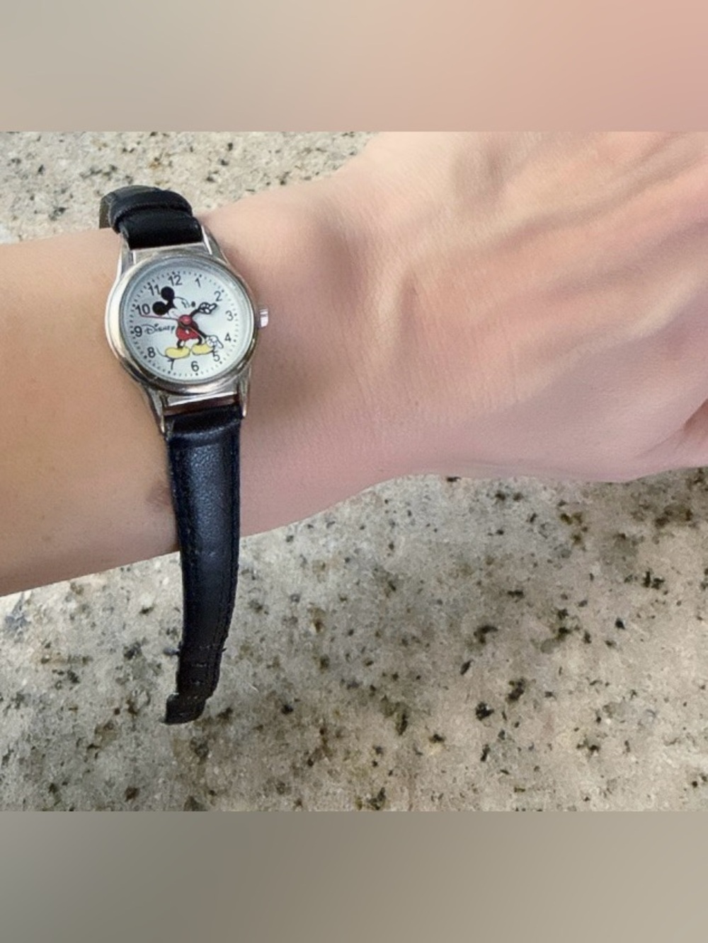 Disney Mickey Mouse Watch Black Leather Strap Kids Womens Vintage Style mini